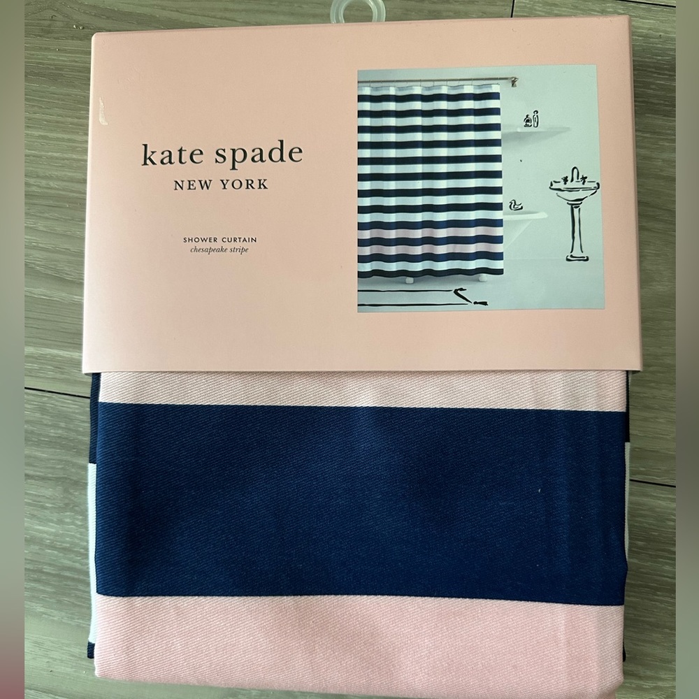 Kate Spade Chesapeake Stripe Shower Curtain, NWT